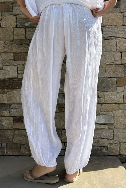Cyril Crinkle Balloon Pant White